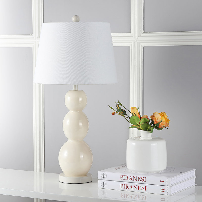 Dearis Glass Table Lamp, Light Grey