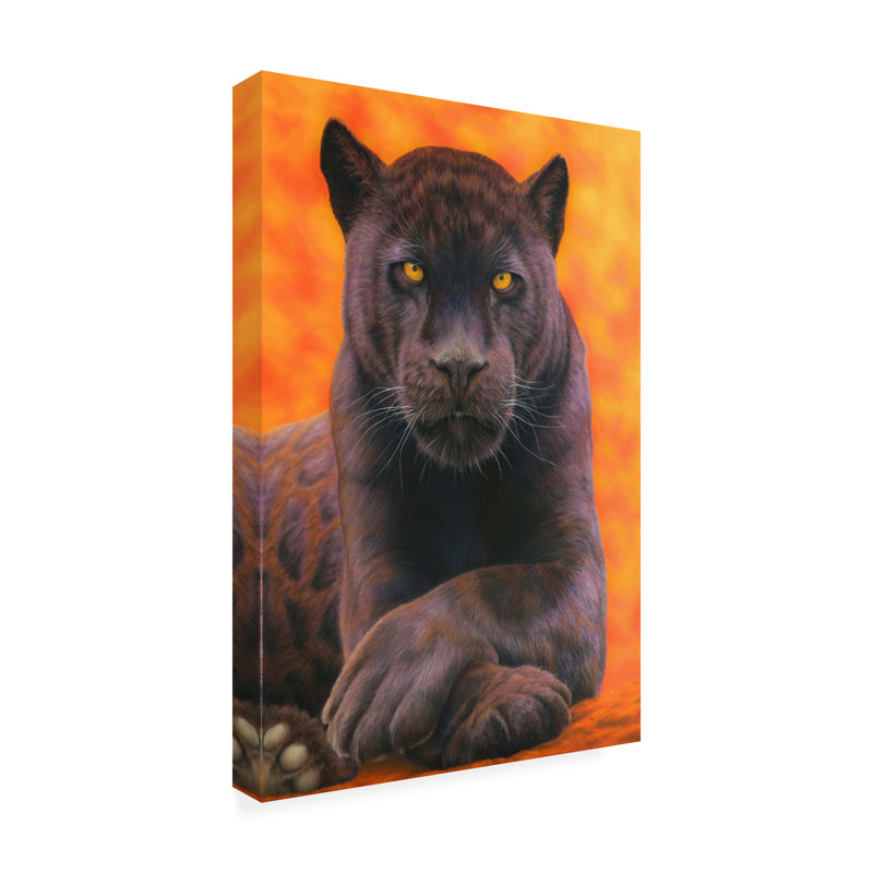 Art sur toile, "Jaguar noir sur toile" par Steve Crockett, H 47 po x l 30 po x P 2 po