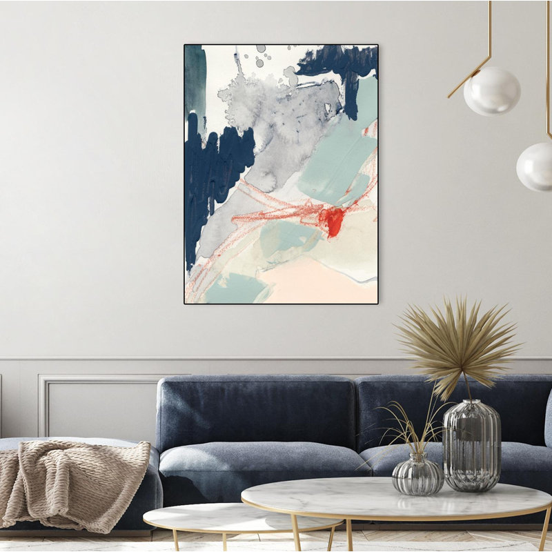 Cendre bleue et cramoisi I, toile encadrée par Giant Art, H 24 po x l 18 po