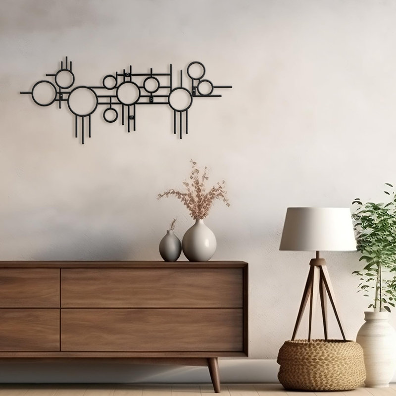 Décoration murale en métal, H 10 po x l 30 po x P 0,05 po, Noir