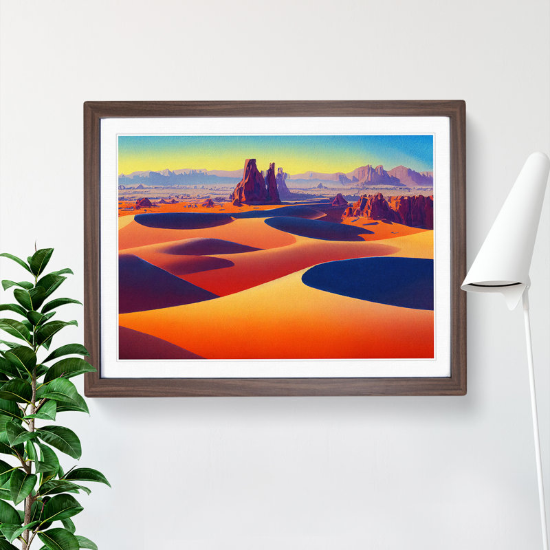 Desert View Vol.2 1 Piece Single Picture Frame Painting, 46cm H x 64cm W x 2cm D, Walnut