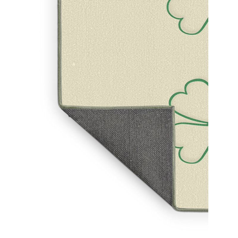 Soft Plush Eudy St Patties Modern & Contemporary Abstract Area Rug in Beige – SageGreen Binding, 8x10