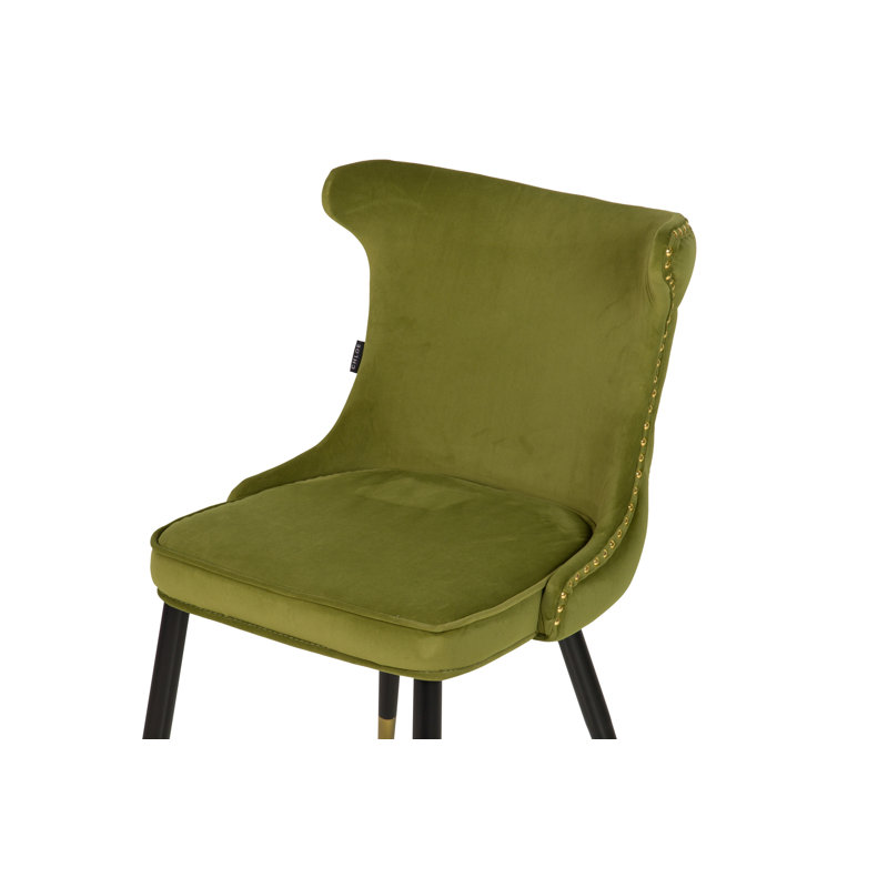 111.76cm H Tufted Velvet Upholstered Side Chair, Green/Black