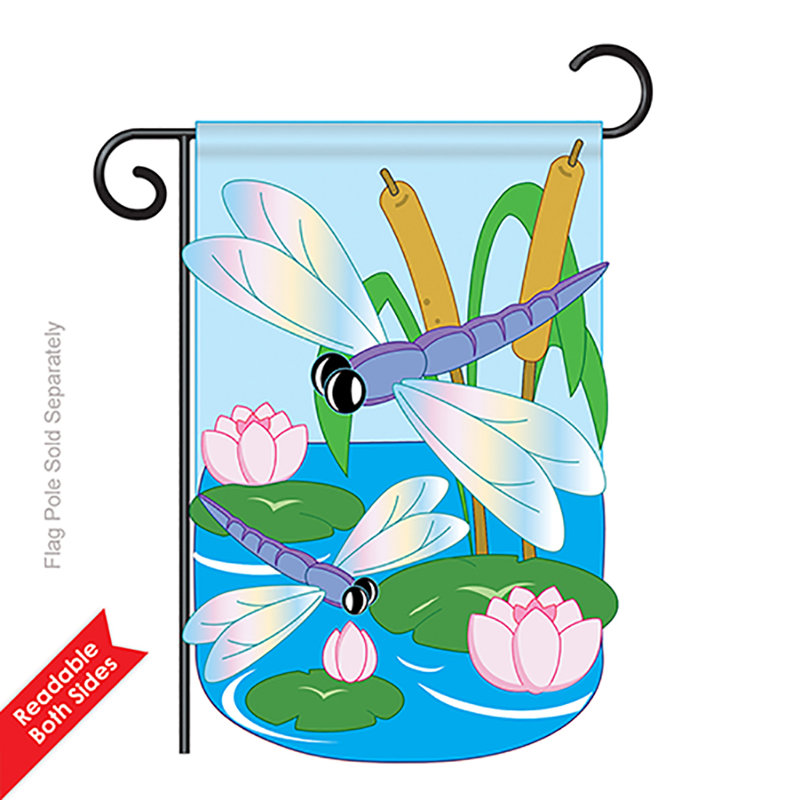 Libellule jardin amis bugs & grenouilles, polyester de 2 côtés 40 x 28 po drapeau maison