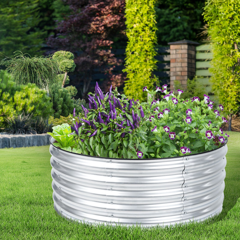 3.5 ft x 3.5 ft Metal Raised Garden Bed, Sliver, 17" H x 38" W x 38" D