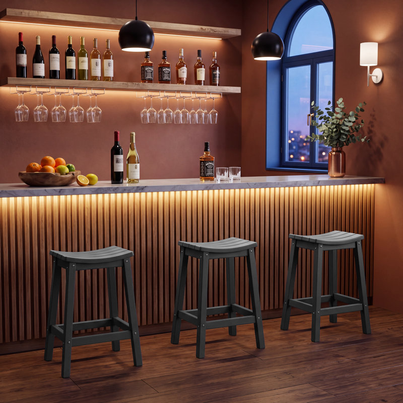 Ensemble de 2 tabourets de bar d'extérieur en PEHD de 61 cm (24 po), hauteur comptoir, pour terrasse, balcon, cuisine, jardin, bar ou fête.