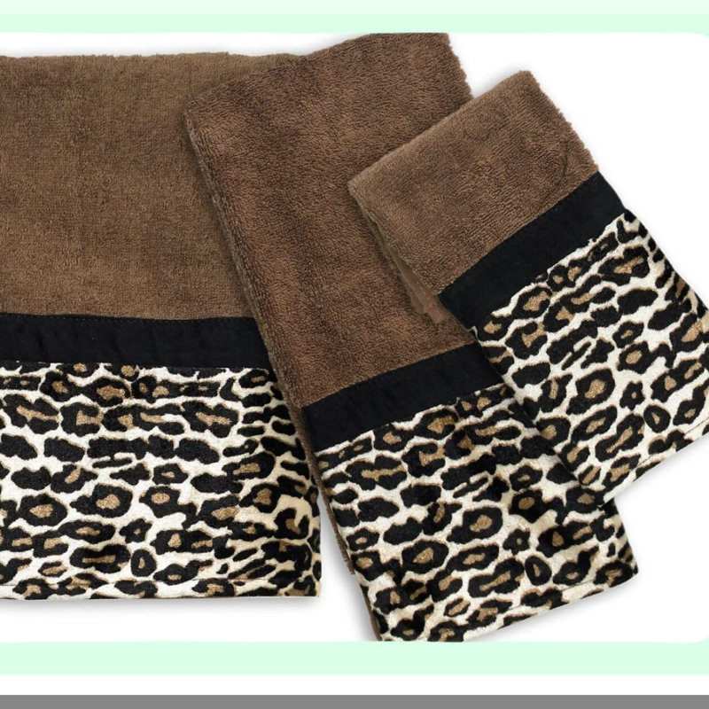 WildLuxe 3-Piece Animal Print Towel Set - Brown