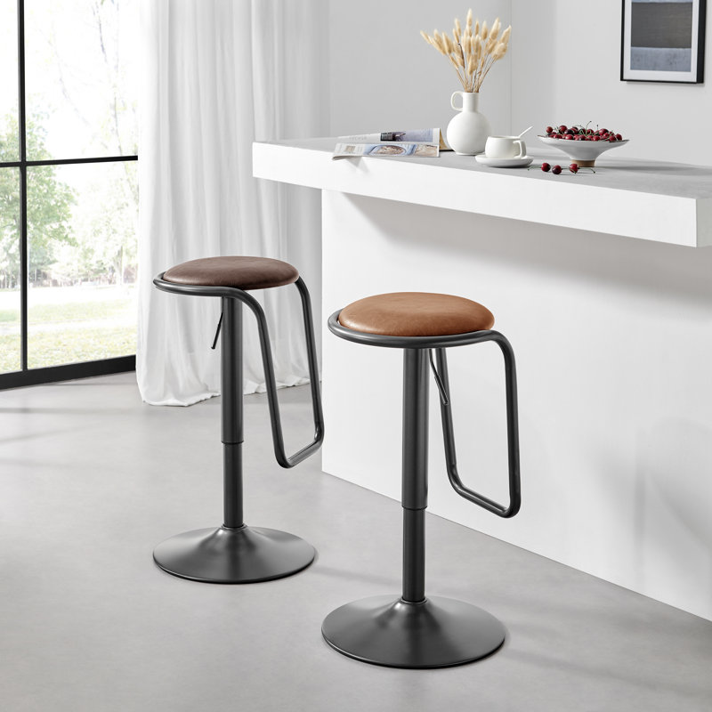 Jethero Swivel Adjustable Height Bar Stools, Brown