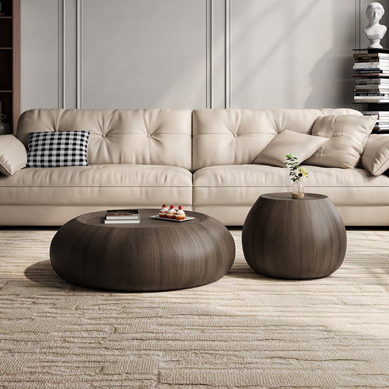 Modern creative round wooden coffee table