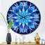 Horloge murale en métal turquoise et fleurs blanches fractales-93380953