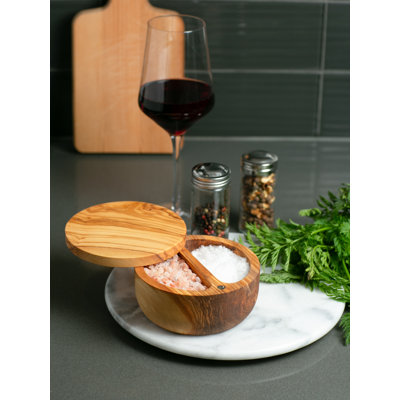 BOÎTE À SEL EN BOIS D'OLIVE