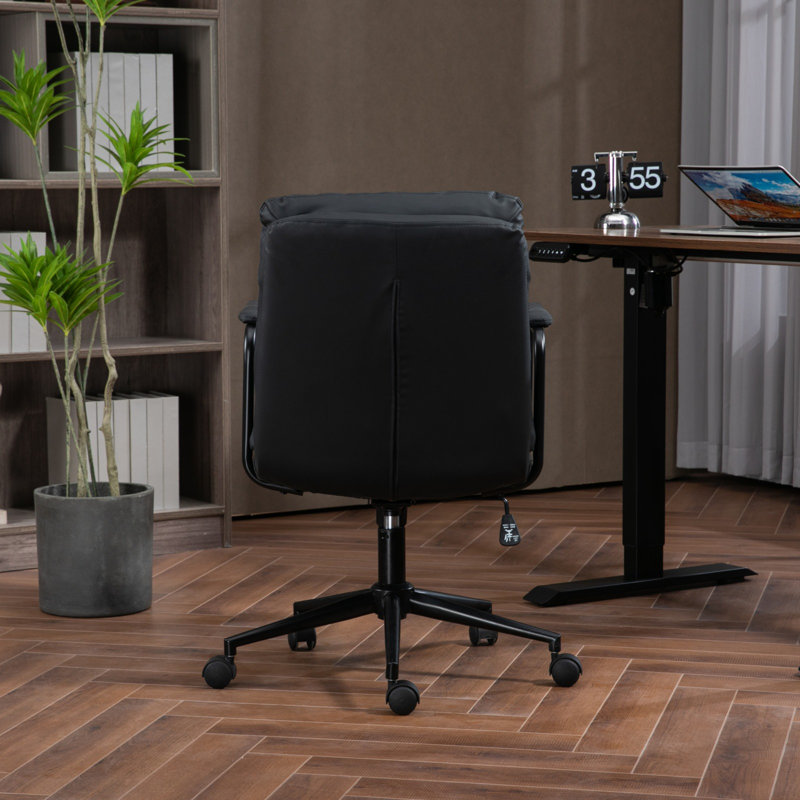 Chaise de bureau avec roulettes et accoudoirs, Noir