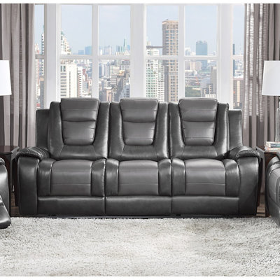 Modern Sofa Luxury Sofa Dual Reclining With Center  Holders  Formal  Furniture Premium  Upholstery Comtable -Tone  Finish