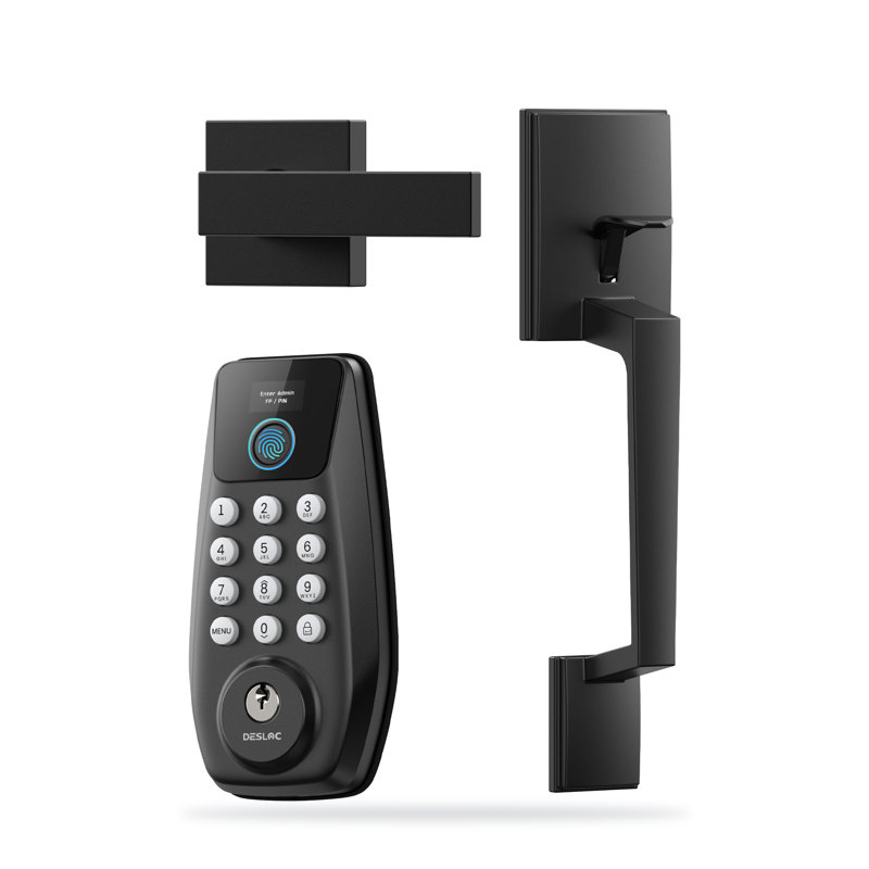 Desloc Keypad Smart Lock And Handles With Access Screen, Fingerprint, Matte Black