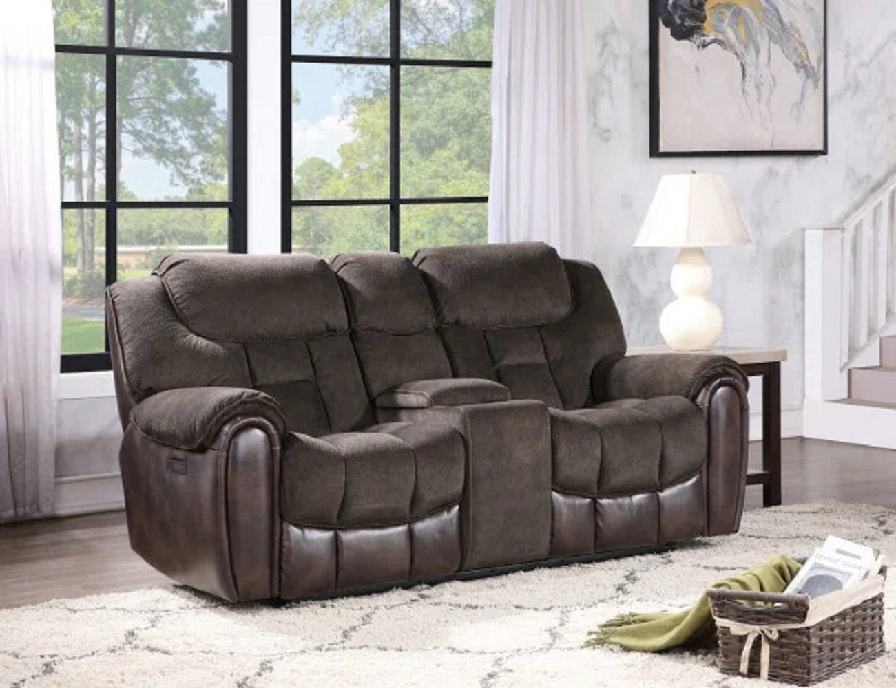 Red Barrel Studio Redwan 79'' Upholstered Dual-Power Reclining Loveseat ...