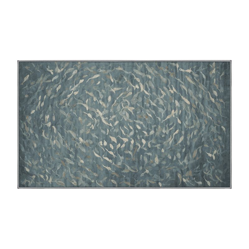 Machine Washable Gray Area Rug, Rectangle 7' x 9'