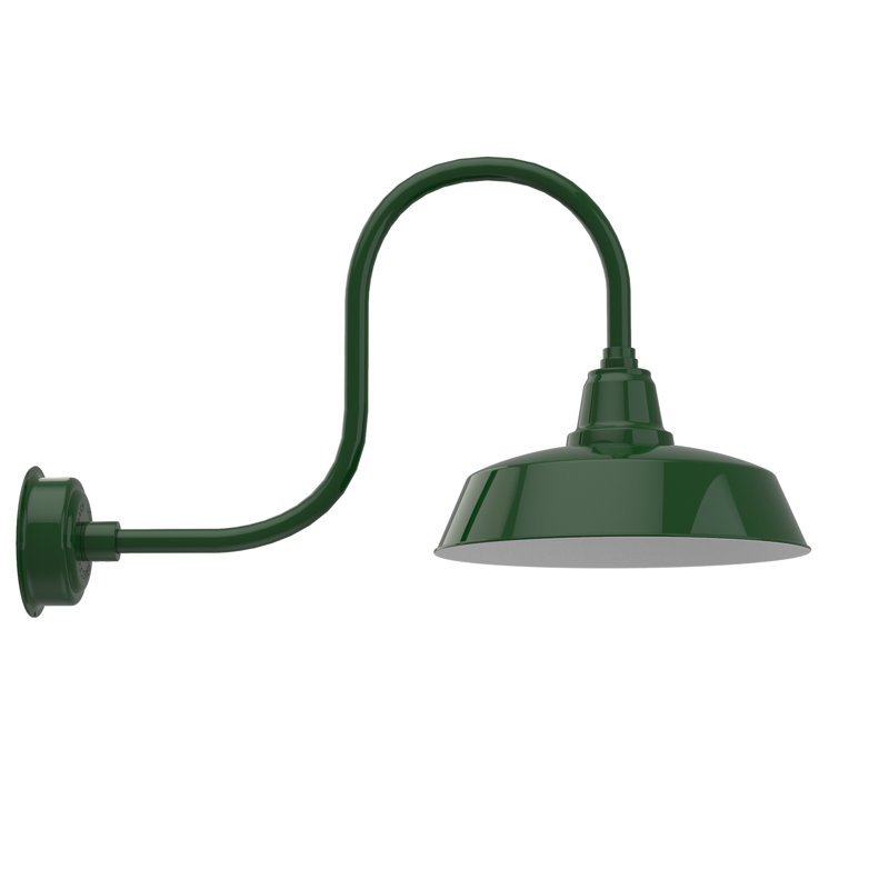 Luminaire de grange d'extérieur à DEL Vandervliet, H 9 po x l 16 po x P 17 po, Vert rétro