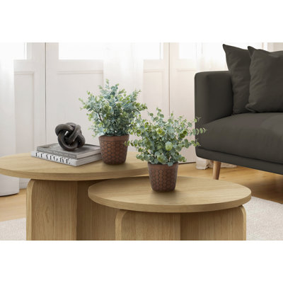 Plante artificielle, 13 po de hauteur, herbe d'eucalyptus, intérieur, faux, faux, table, verdure, pot, ensemble de 2, décoratif, feuilles vertes, pots