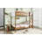 Natural Rubber Wood Twin-Over-Twin Bunk Bed With Boucle Upholstered Headboard, Footboard, Ladder, And Safety Guardrails