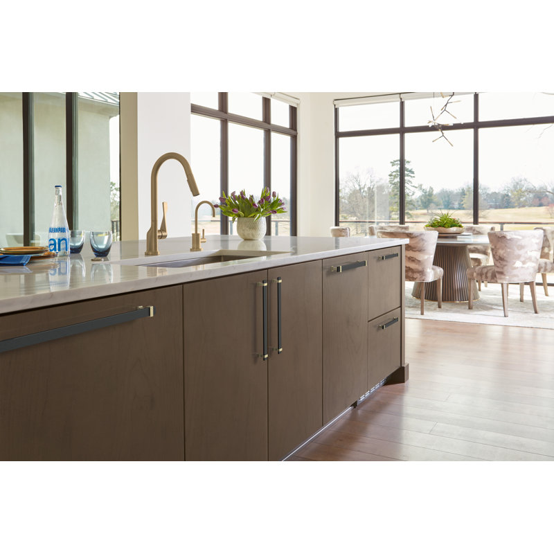 Amerock Overton 18 inch Brushed Matte Black and Golden Champagne Appliance Pull