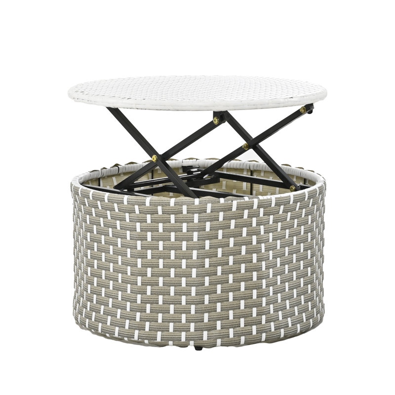 Ensemble de canapé modulaire d'extérieur rond en rotin pour deux personnes, Gris