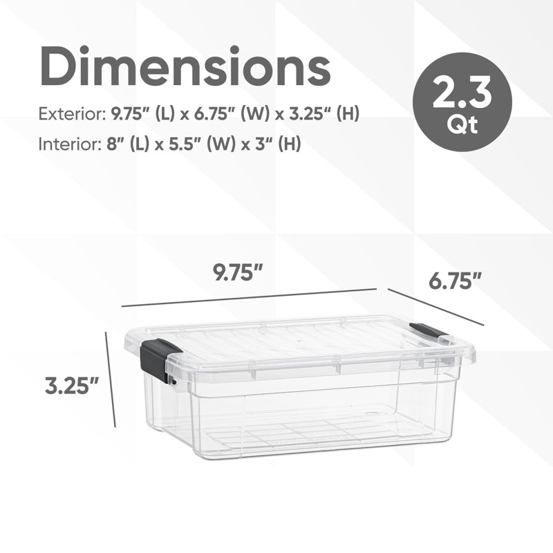 Boîte de rangement transparente Superio avec couvercle, bacs en plastique de 2,3 pintes pour l'organisation, caisses empilables, sans BPA, non toxiques, sans odeur, organisateurs pour la maison, le bureau, l'école et le dortoir, paquet de 12