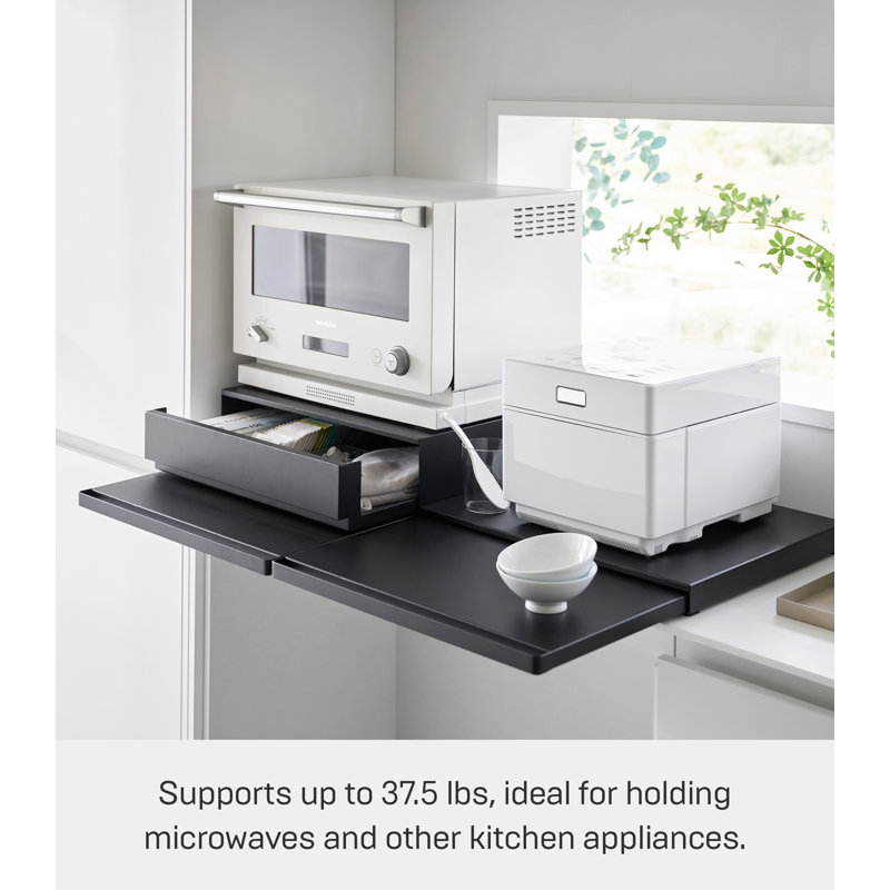 Black Steel Countertop Drawer with Pull-Out Shelf
