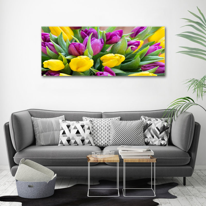 Colorful Tulips - Wrapped Canvas Print, 50cm H x 125cm W, Canvas