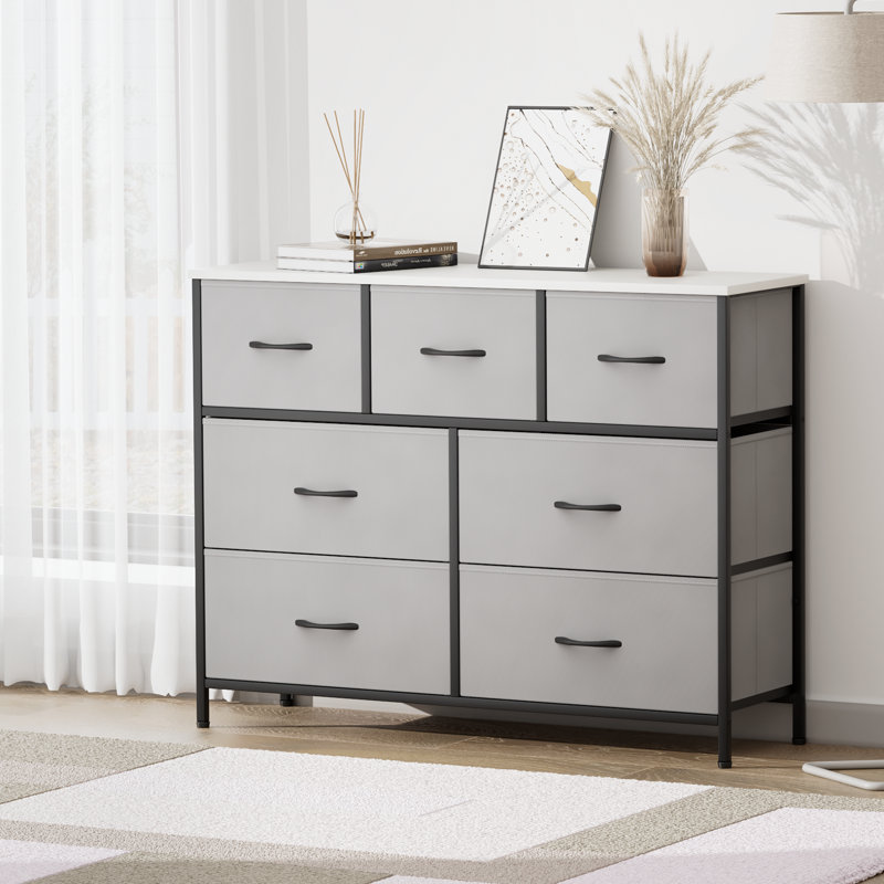 Commode en fer 7 tiroirs Niamani, Gris