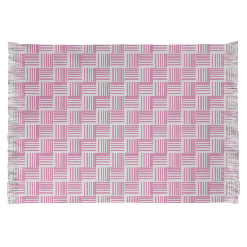 Tapis rose à motif de rayures nattées classiques, Non