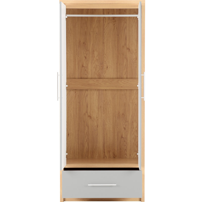 Louisa 2 Door Wardrobe, Oak / Grey