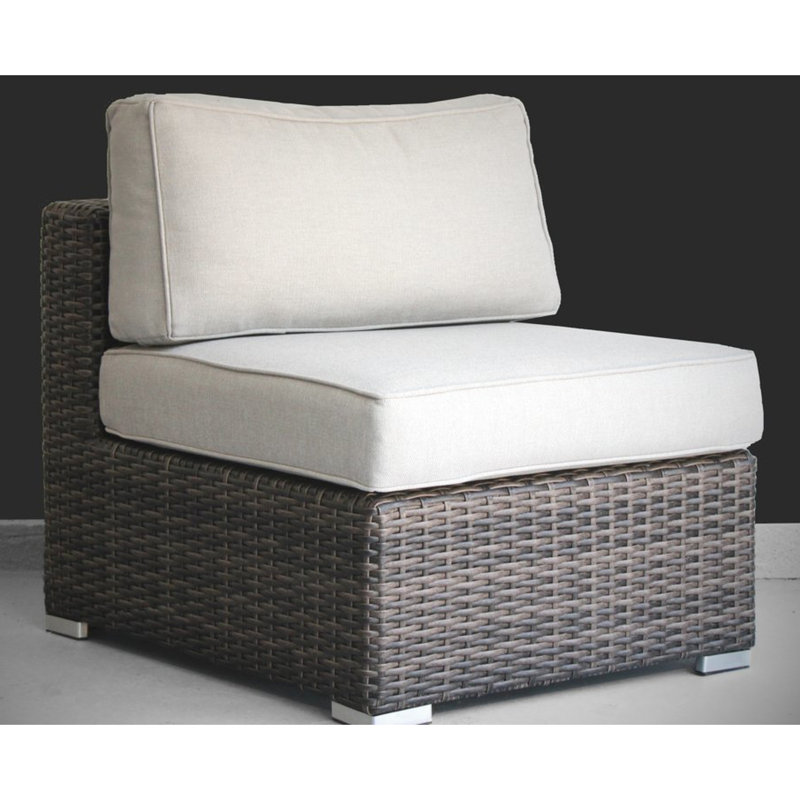 Outdoor Armless Seating Group - 2 Chairs 4 Weather- Cushions, Half Round Weave , High Open Cell Foam, - No Assembly Needed