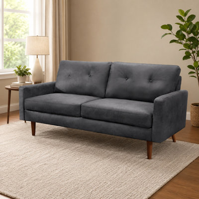 Arbadella 70" Industrial Vintage Upholstered Sofa, Distressed Leather-Look Apartment Couch