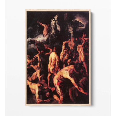 Wilhelm Tr_x0081_bner - Battle of Giants Canvas Floater Frame Print Picture Art - Light Oak Frame
