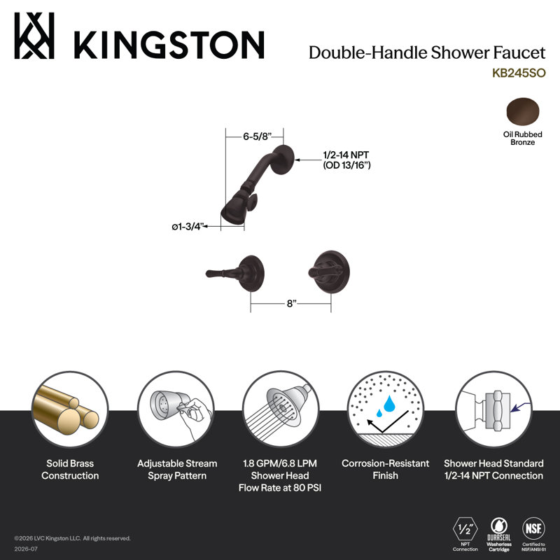 Robinet de douche Magellan, Bronze huilé