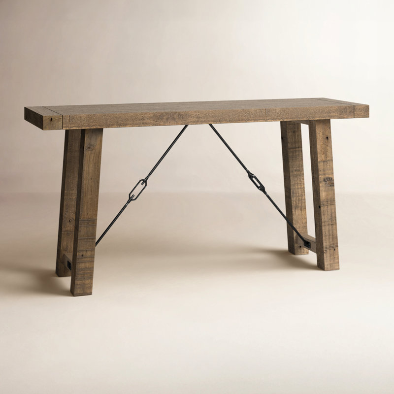 Edelen 60" Solid Wood Console Table, Distressed Brown