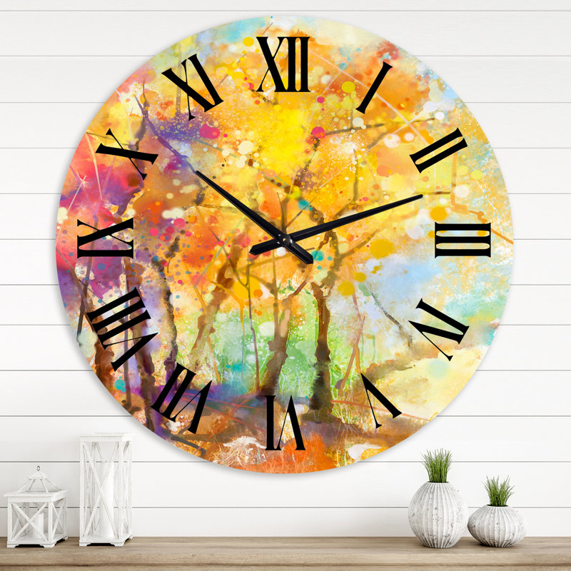 Arbre d'automne forêt colorée paysage d'arbre XIXème - Horloge murale de ferme, Grand
