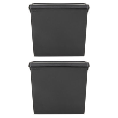 Wham Bam Heavy Duty Recycled 92L Plastic Storage Boxes Pack of 2 Black