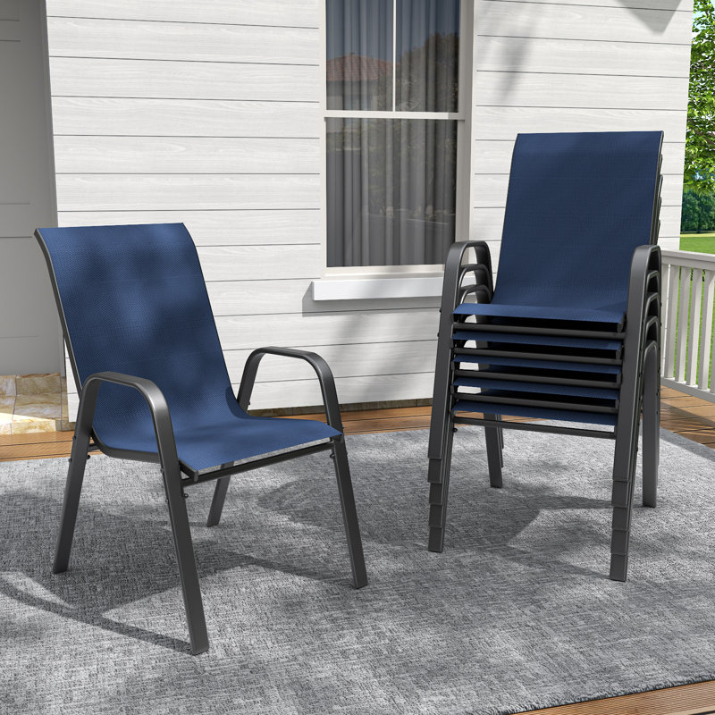 Fauteuil de salle à manger large en métal noir, 4, Bleu