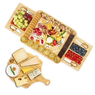 Excellent BPA Free Lightweight Cutting Board Wooden Charcuterie Board with  Cutlery for Household Cheese Board
