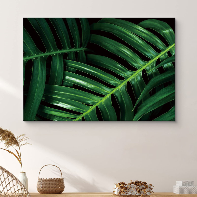 «Dark Green Jungle Leaf Closover Relax Calm» sur, H 16 po x l 24 po