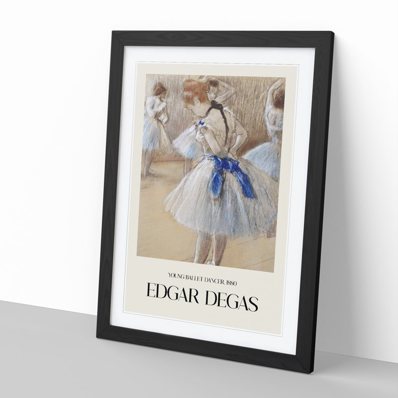 Young Ballet Ballerina Dancers Print by Edgar Degas - Picture Frame Painting, Black, 48cm H x 36cm W x 2cm D