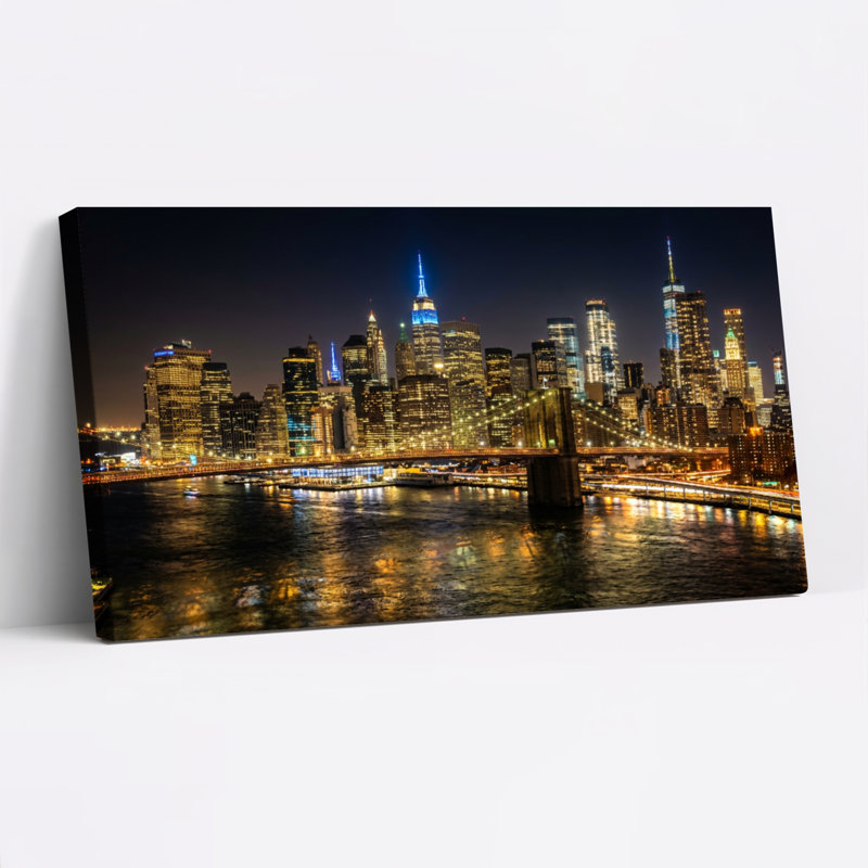 Ensemble de 1 tableau sur toile « Nuit en ville », 32“W x 16”H, Wrapped Canvas