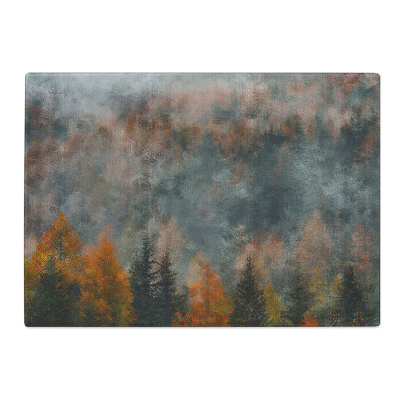 Tempered Glass Misty Forest in the Autumn Chopping Board, 28.5 cm x 39 cm