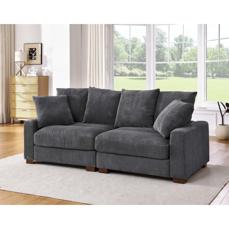 86'' Corduroy Loveseat, Gray