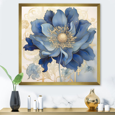 «Blooming Blue & White Chrysanthemum Flower» sur impression sur toile