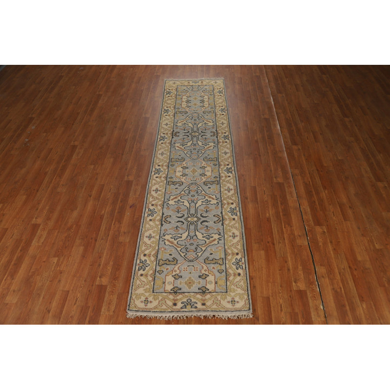 Handmade Wool Oushak Indian Runner Rug 3x10