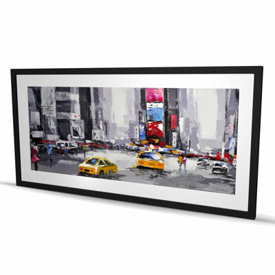 Abstract Street with Yellow Taxis - Scenic Car Framed Print