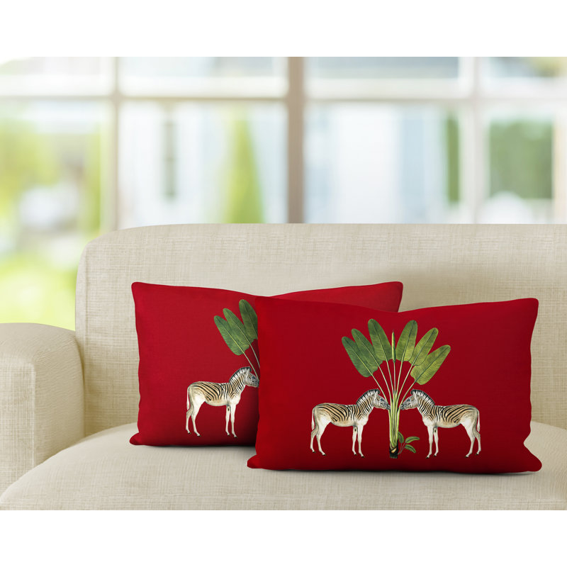 Housse et insert de coussin carré intérieur / extérieur , Rouge, L 20 po x H 14 po