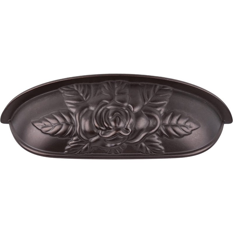 Old Rose Pattern Drawer Cup Pull ( Centers: 3 3/4" ), Bronze,Rose